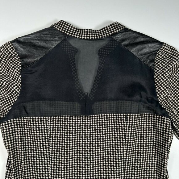 Jonathan Simkhai Houndstooth Corduroy Mini Dress Zipper Mesh Panels Black XS - Picture 13 of 16